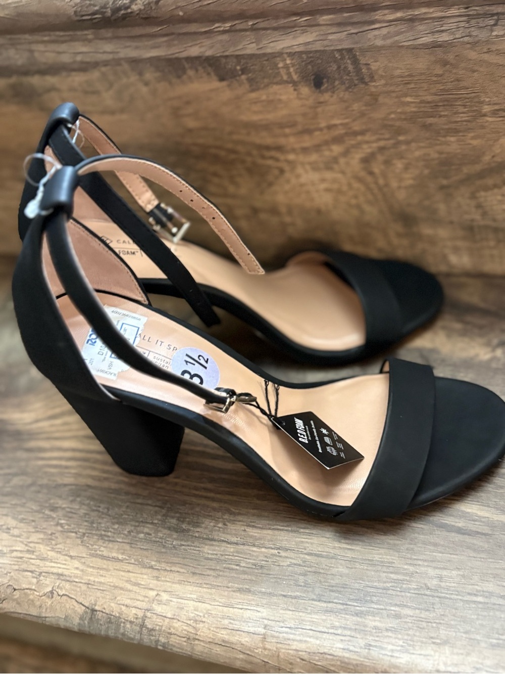 Call It Spring Black Ankle-Strap Block Heel Sandals
